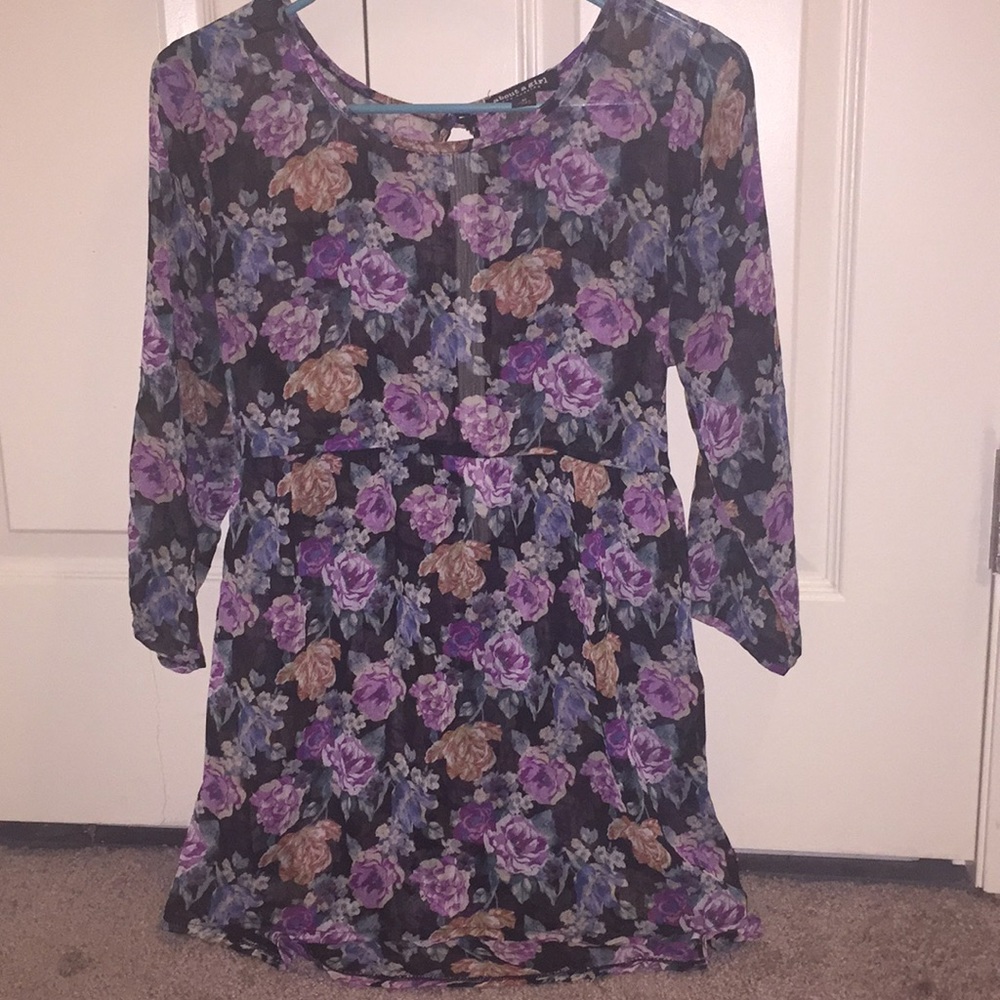 Floral babydoll style open back tie top